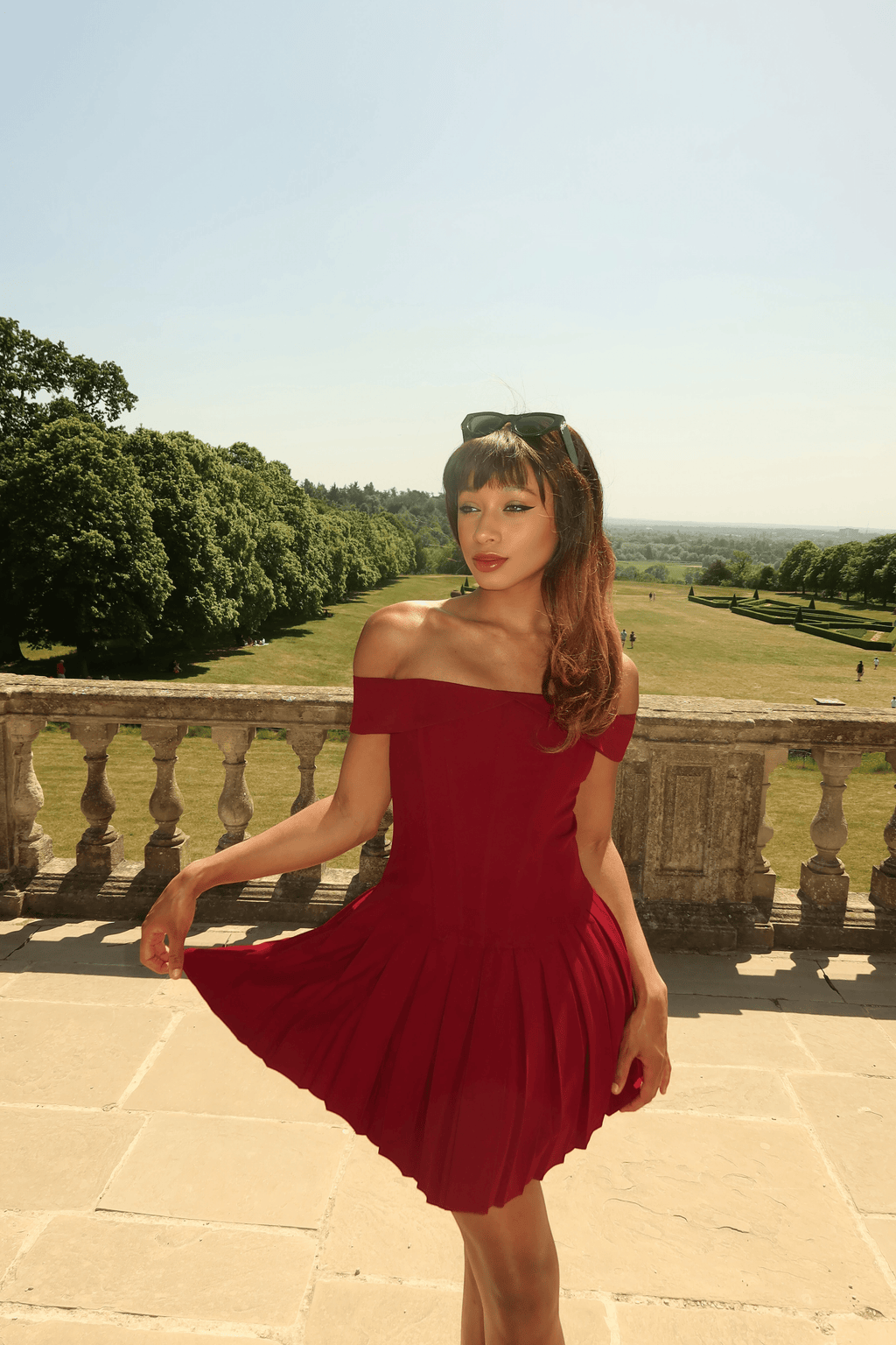 Burgundy Off Shoulder Corset Dress | The Bordeaux - Refined Elegance