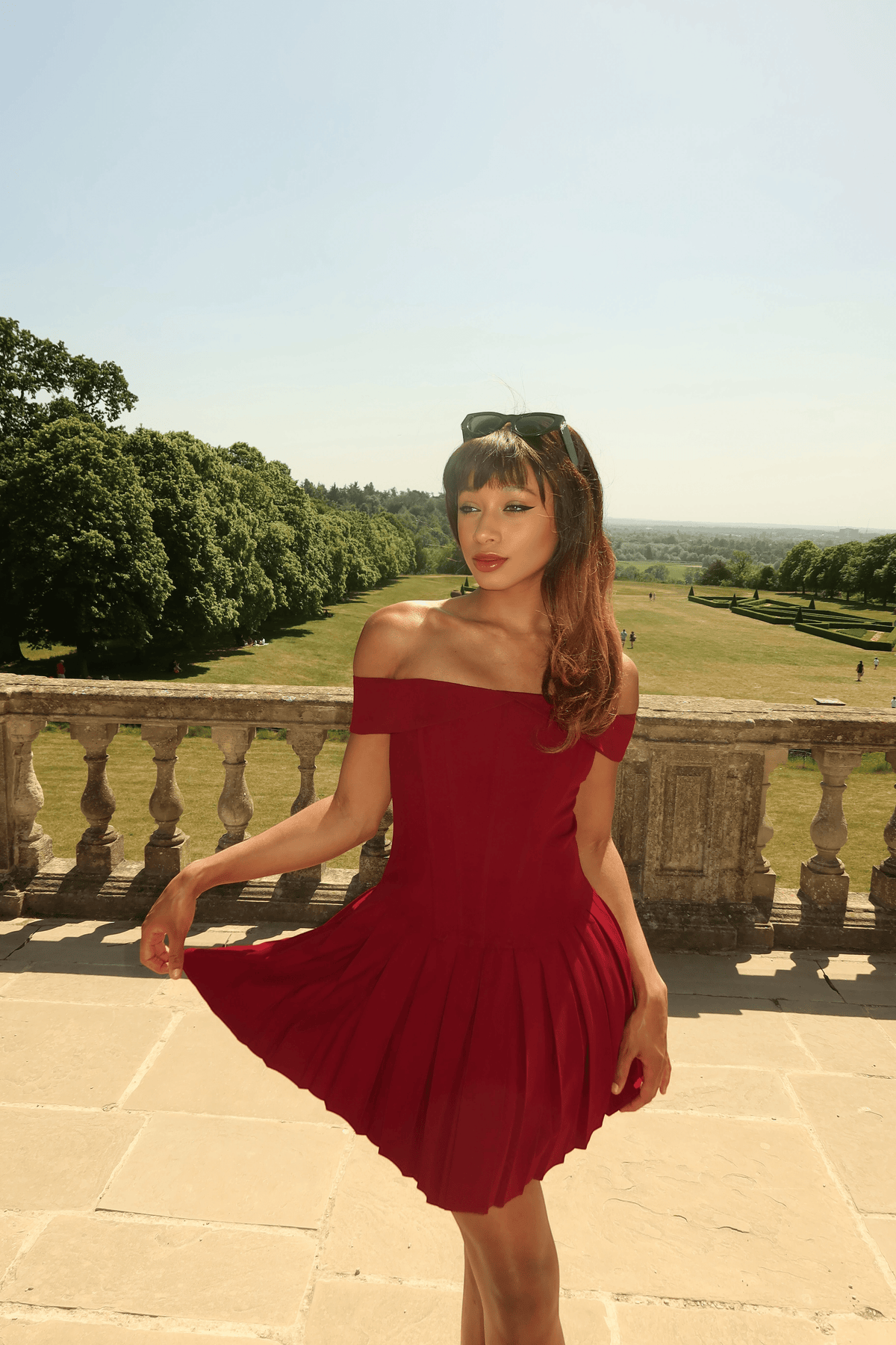Burgundy Off Shoulder Corset Dress | The Bordeaux - Refined Elegance