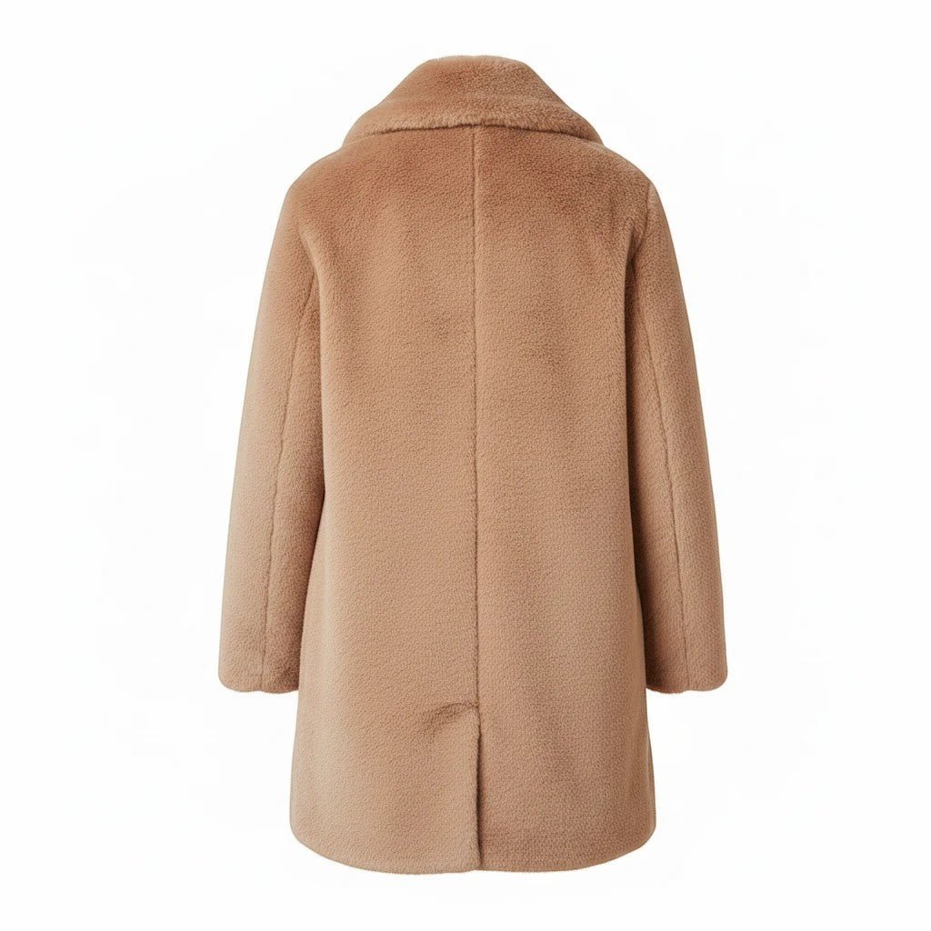 Brown & Cream Faux Fur Midi Coat - Refined Elegance