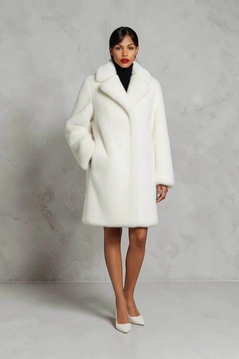 Brown & Cream Faux Fur Midi Coat - Refined Elegance