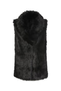 Refined Elegance black sleeveless faux fur vest with a plush texture and open-front design for sophisticated layering.