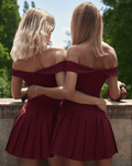 Burgundy Off Shoulder Corset Dress | The Bordeaux - Refined Elegance