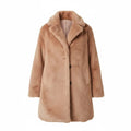 Brown & Cream Faux Fur Midi Coat - Refined Elegance