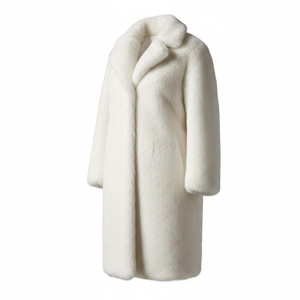 Brown & Cream Faux Fur Midi Coat - Refined Elegance